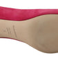 Elegant Pink Suede Pumps with Crystal Embellishments