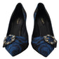 Elegant Crystal Embellished Blue Pumps