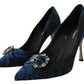Elegant Crystal Embellished Blue Pumps