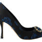 Elegant Crystal Embellished Blue Pumps