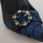 Elegant Crystal Embellished Blue Pumps