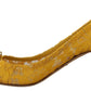 Yellow Lace Heels with Crystal Embellishment