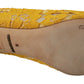 Yellow Lace Heels with Crystal Embellishment