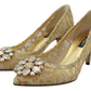 Radiant Gold Lace Crystals Heels