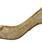 Radiant Gold Lace Crystals Heels