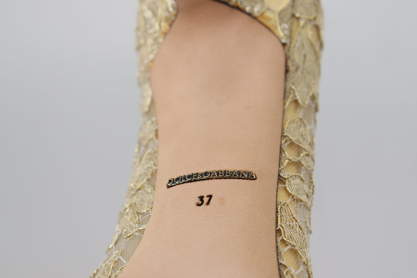 Radiant Gold Lace Crystals Heels