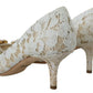 Elegant White Lace Heels with Crystal Accents