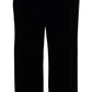 Sleek Black Velvet High-Waist Pants with Pink Stripes