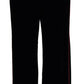 Sleek Black Velvet High-Waist Pants with Pink Stripes