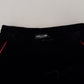Sleek Black Velvet High-Waist Pants with Pink Stripes