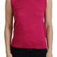 Chic Pink Silk Sleeveless Tank Top Vest