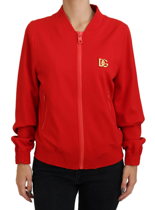 Elegant Red Full Zip Sweater