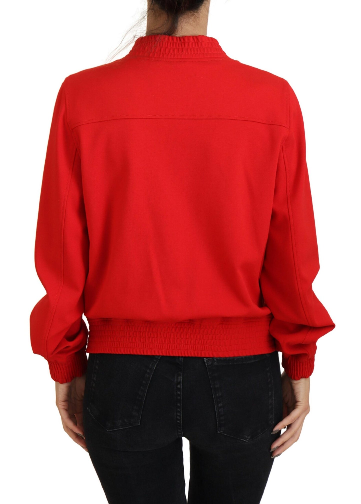 Elegant Red Full Zip Sweater