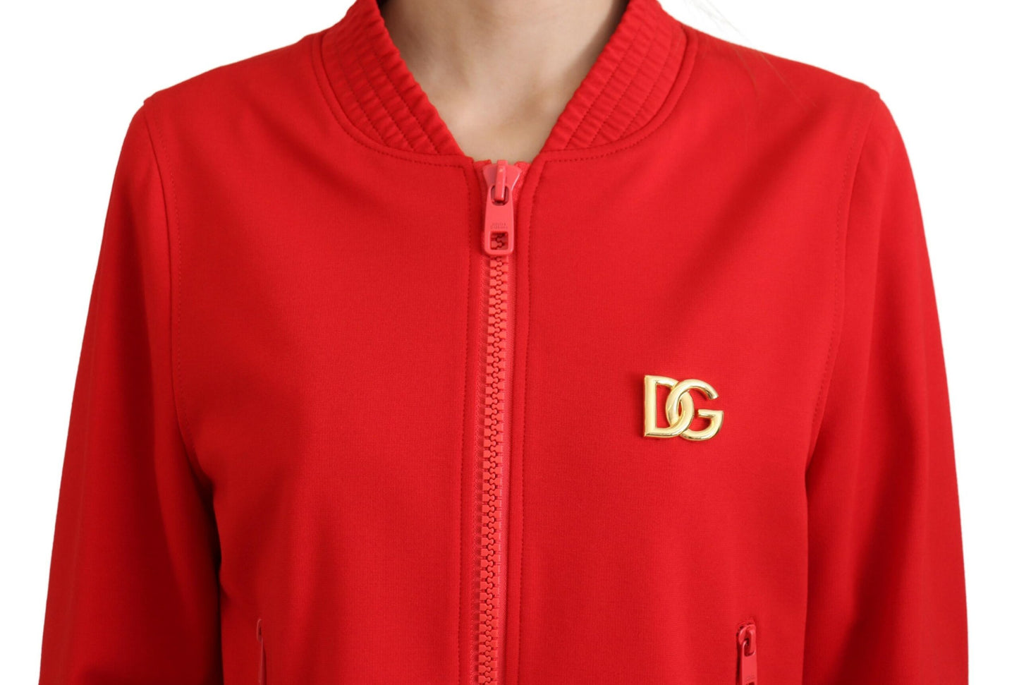 Elegant Red Full Zip Sweater