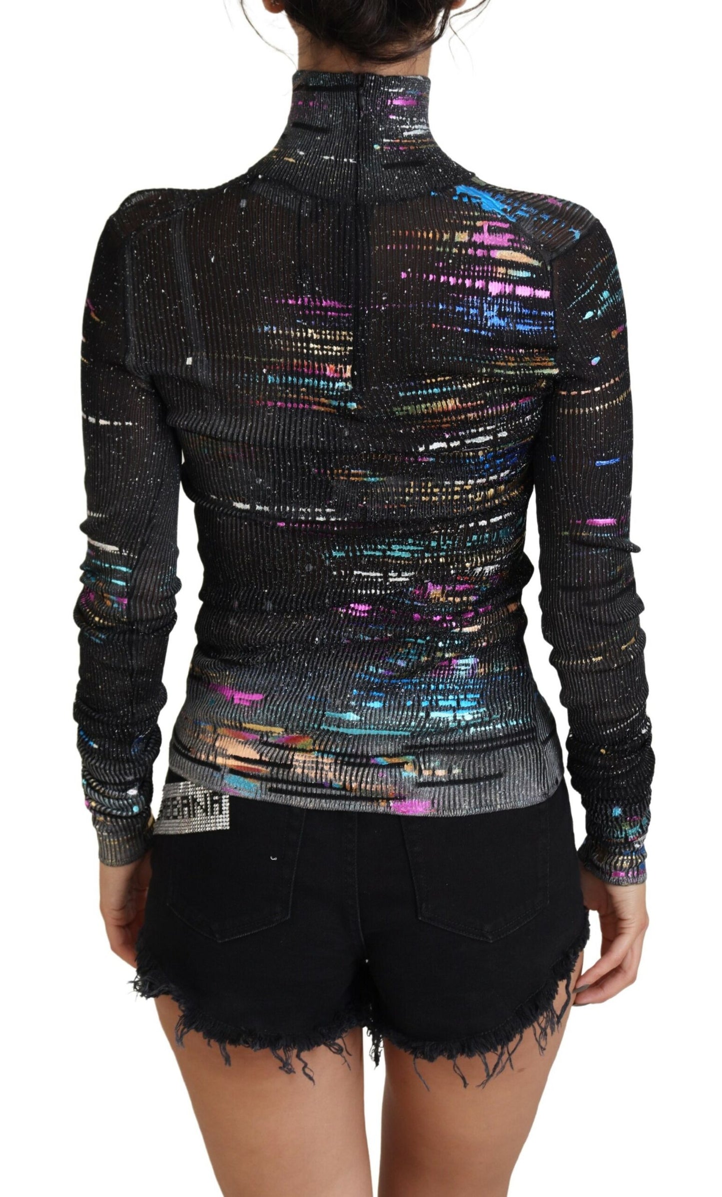 Elegant Multicolor Turtleneck Pullover Sweater