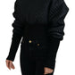 Elegant Quilted Pullover Sweater - Chic Black