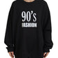 Chic Black Cotton Crewneck Sweatshirt