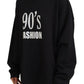 Chic Black Cotton Crewneck Sweatshirt