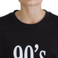 Chic Black Cotton Crewneck Sweatshirt