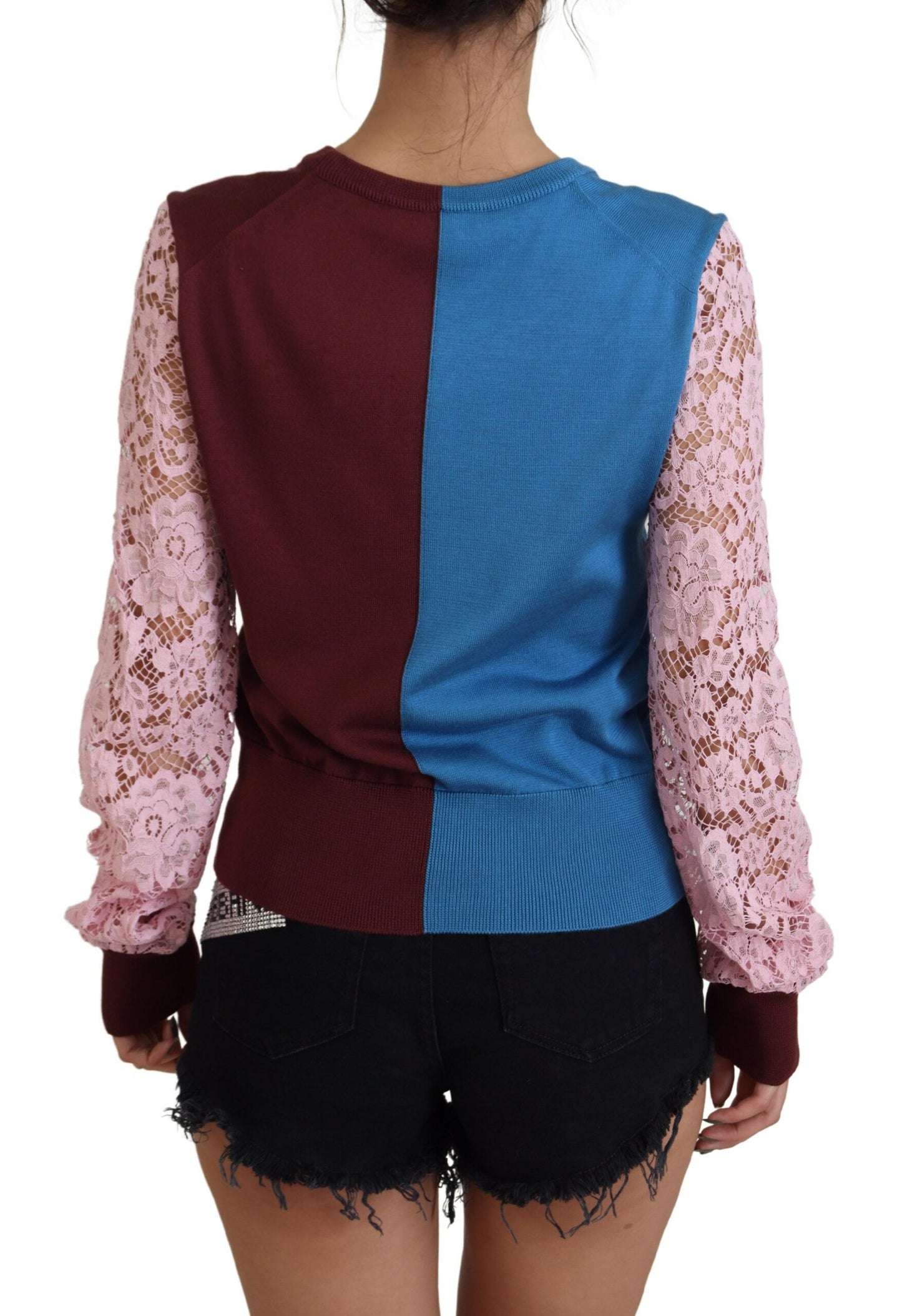 Elegant Multicolor Lace Pullover Sweater