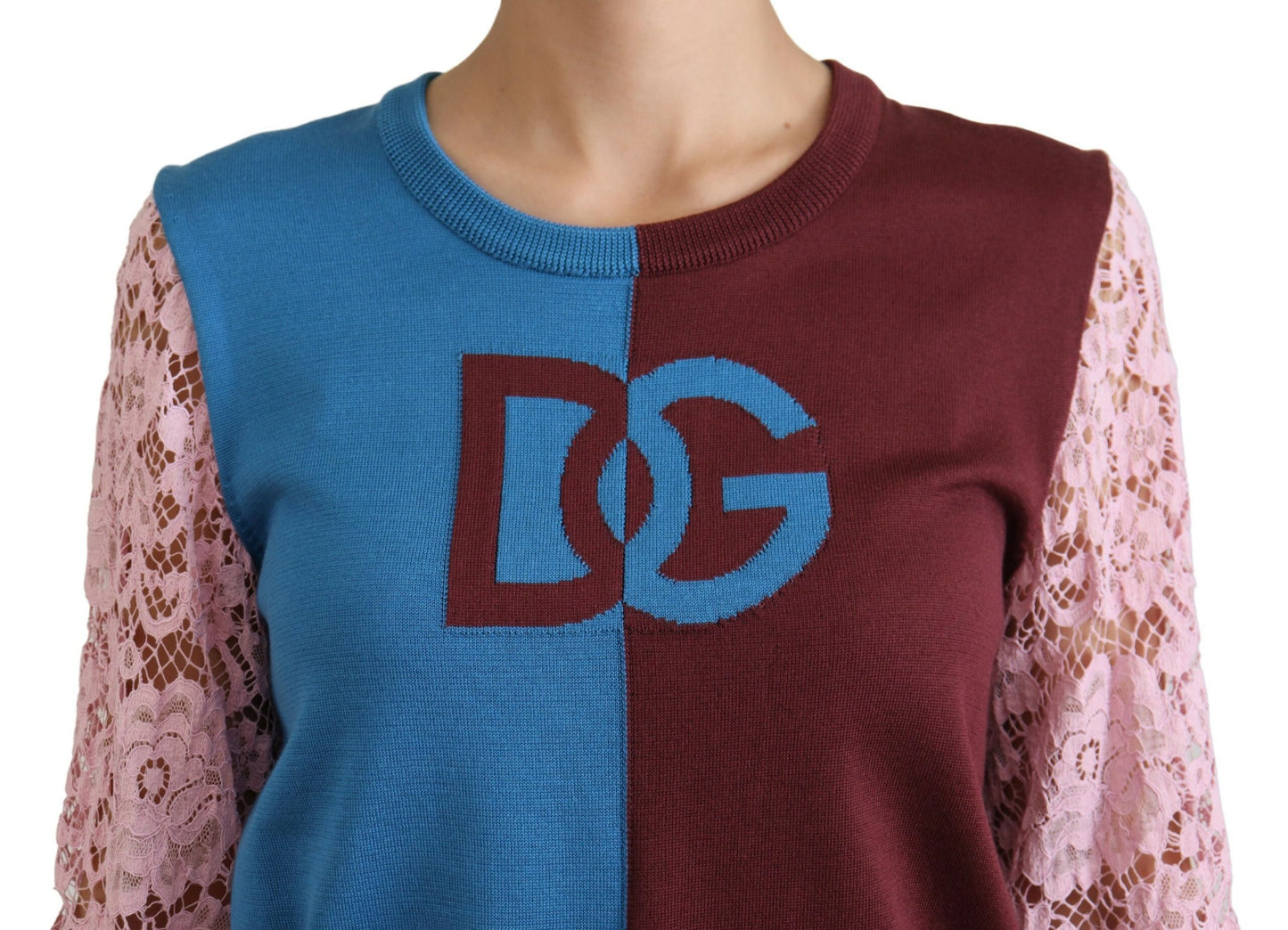 Elegant Multicolor Lace Pullover Sweater