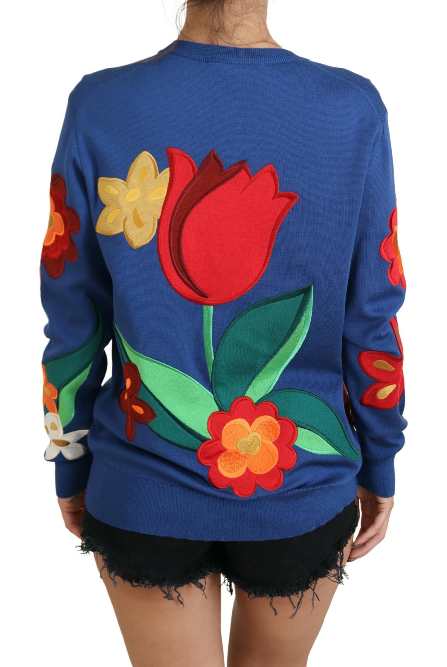 Elegant Floral Silk-Cotton Sweater