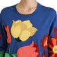 Elegant Floral Silk-Cotton Sweater