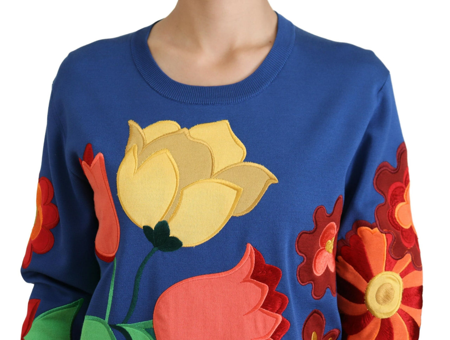 Elegant Floral Silk-Cotton Sweater