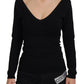 Elegant V-Neck Black Pullover Sweater