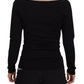 Elegant V-Neck Black Pullover Sweater