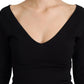 Elegant V-Neck Black Pullover Sweater