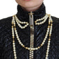 Elegant Full Zip Sweater with Pearl Embellishment