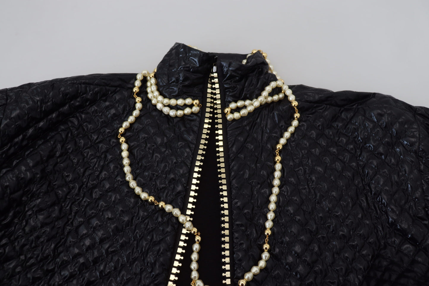 Elegant Full Zip Sweater with Pearl Embellishment
