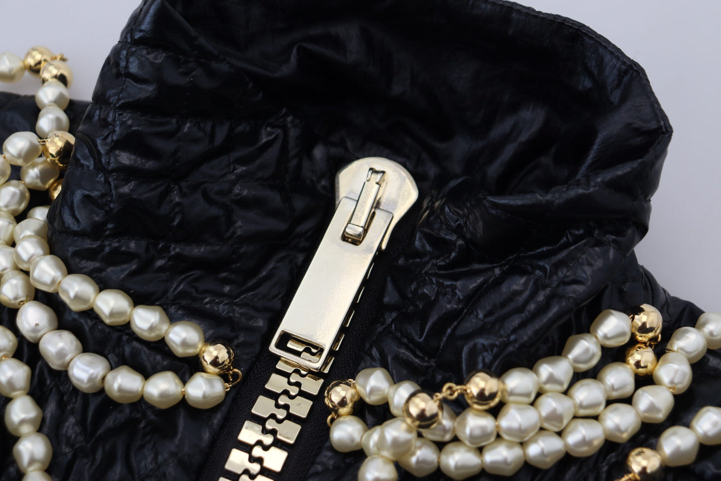 Elegant Full Zip Sweater with Pearl Embellishment