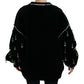 Elegant Crystal Embellished Black Pullover