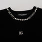 Elegant Crystal Embellished Black Pullover