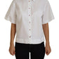 Elegant White Cotton Button-Up Blouse