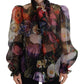 Elegant Floral Silk Long Sleeve Blouse Top
