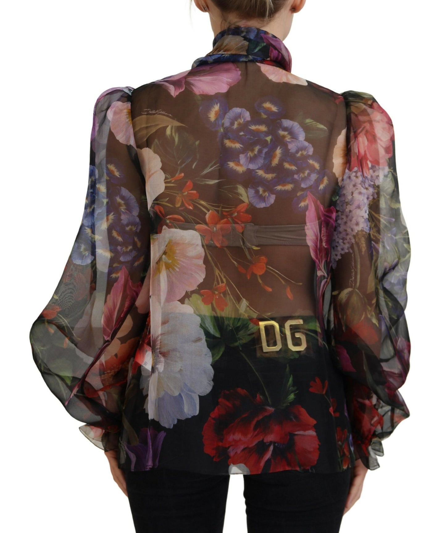 Elegant Floral Silk Long Sleeve Blouse Top