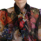 Elegant Floral Silk Long Sleeve Blouse Top