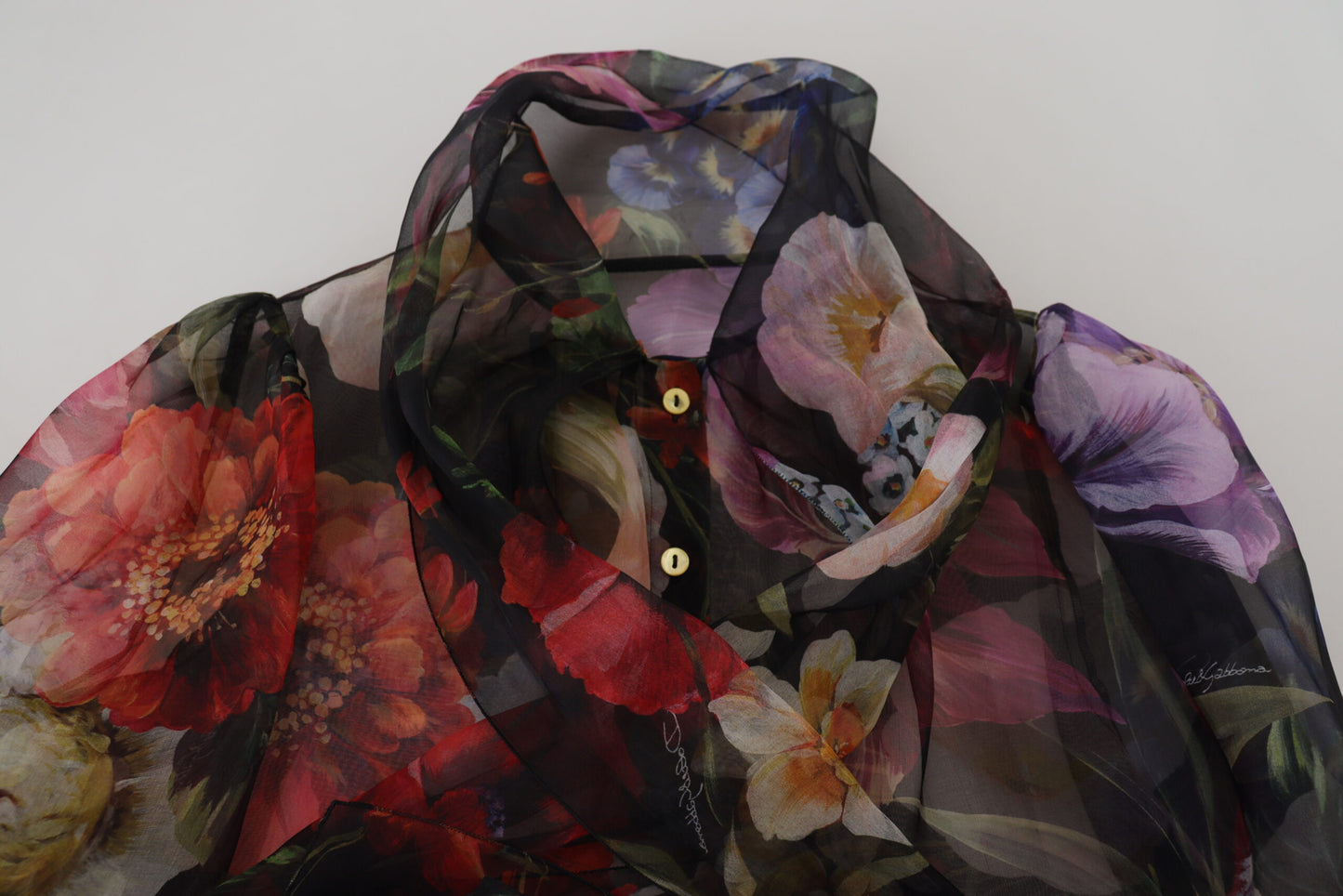 Elegant Floral Silk Long Sleeve Blouse Top