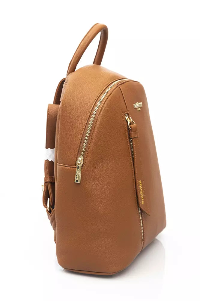 Brown Polyethylene Women Backpack