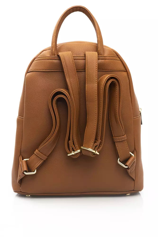 Brown Polyethylene Women Backpack