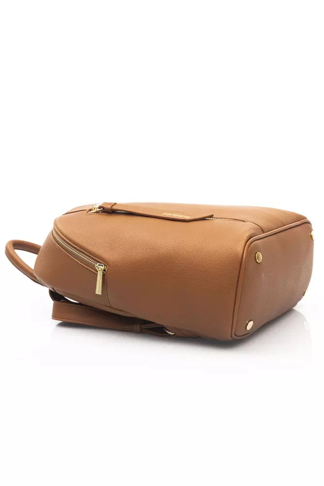 Brown Polyethylene Women Backpack