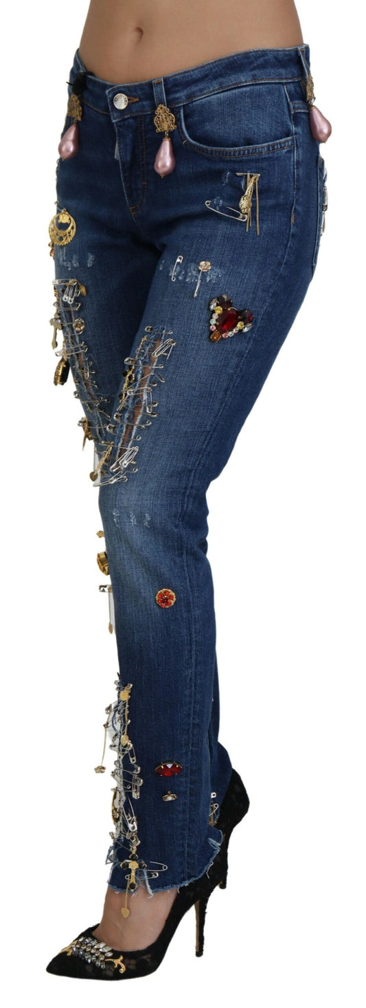 Crystal-Embellished Slim Fit Jeans
