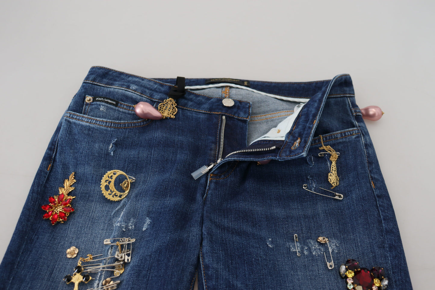 Crystal-Embellished Slim Fit Jeans