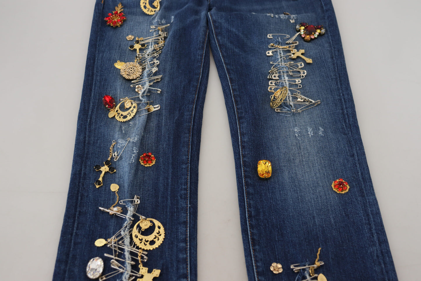 Crystal-Embellished Slim Fit Jeans