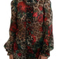 Multicolor Silk Lace Ruffled Blouse