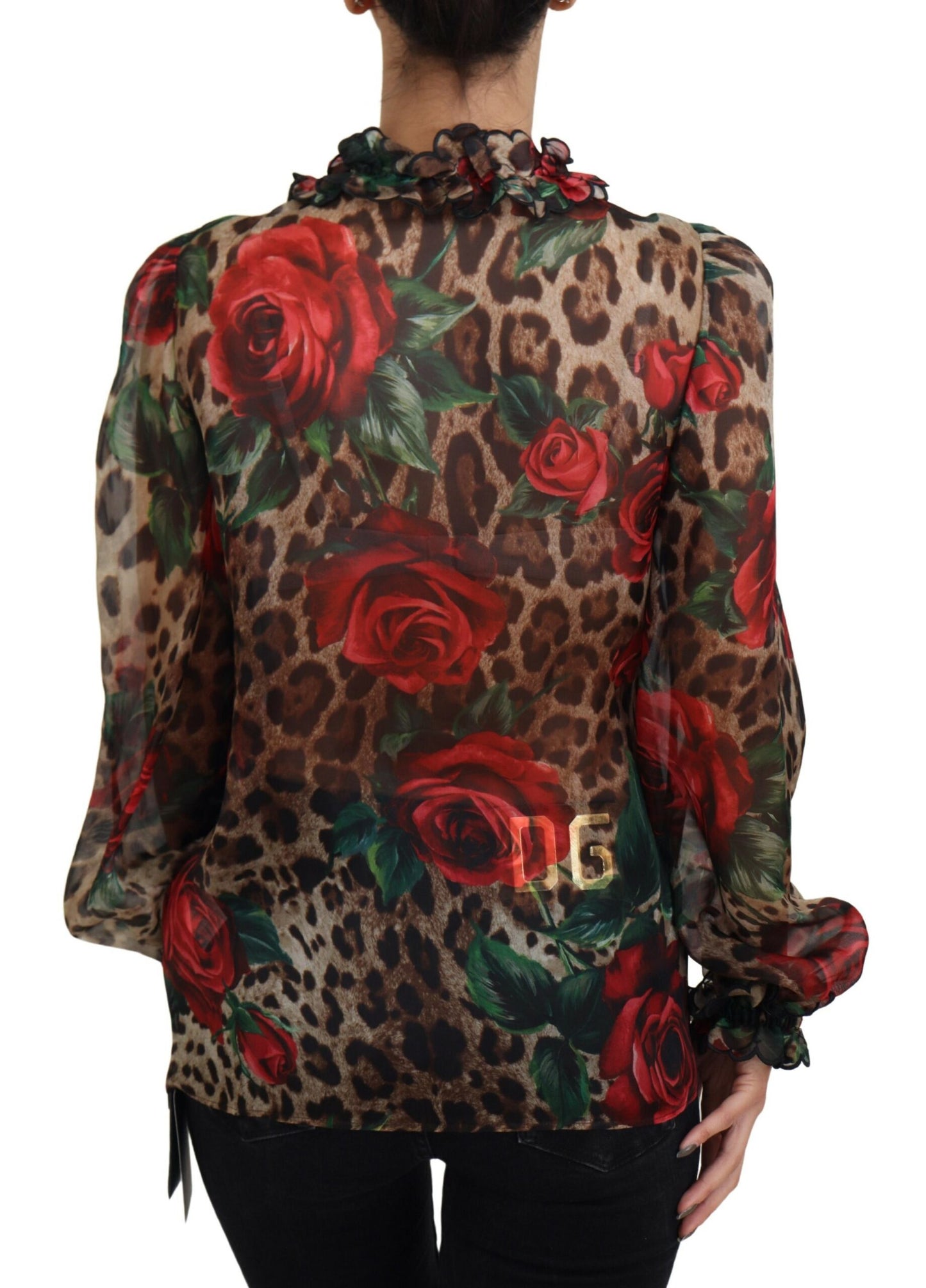 Multicolor Silk Lace Ruffled Blouse