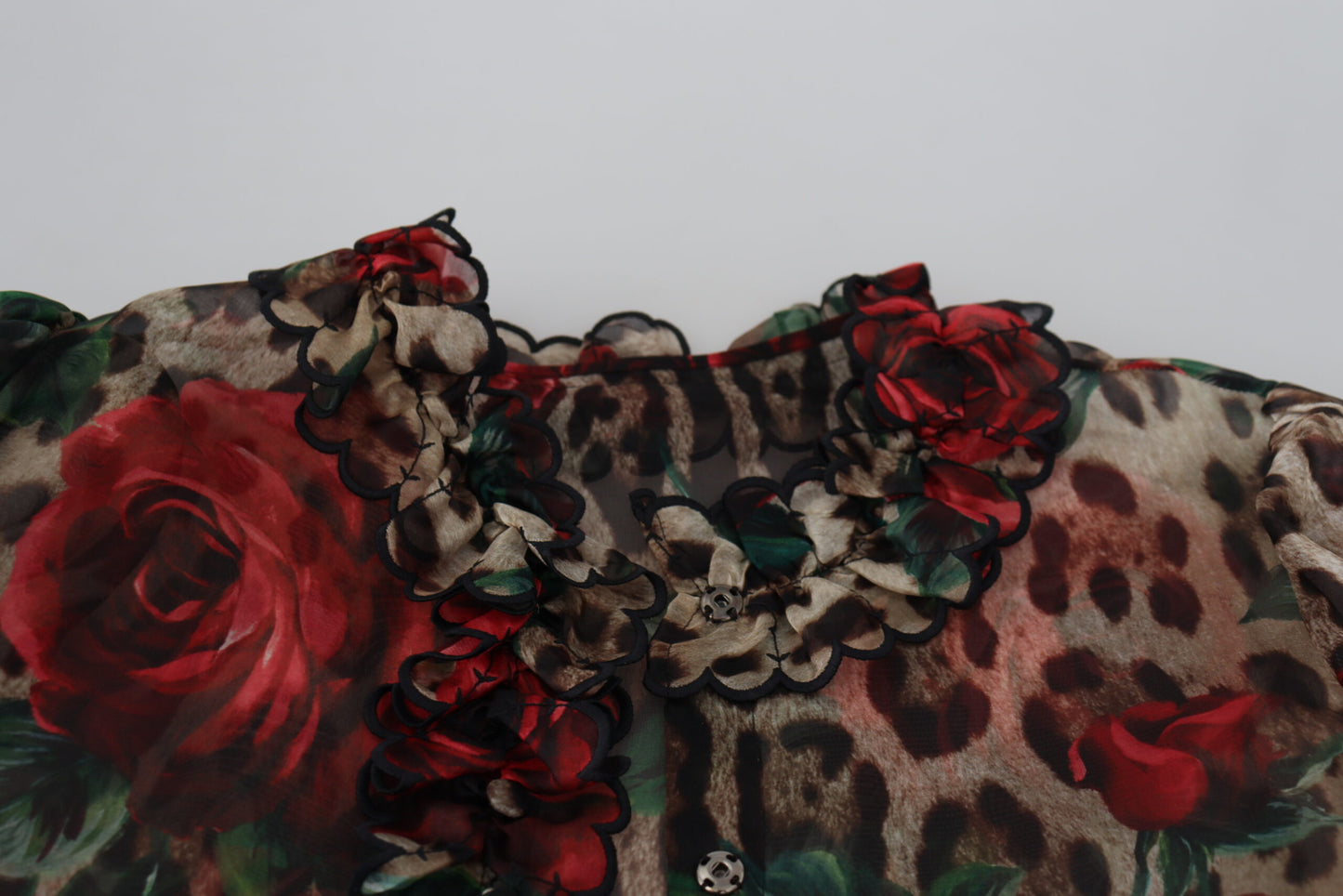 Multicolor Silk Lace Ruffled Blouse